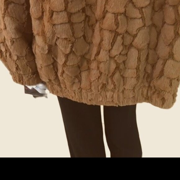 ADRIENNE LANDAU CAMEL COLLARED FAUX FUR LONG SLEEVE JACKET COAT ( XL ) NWT $275 - Picture 13 of 16